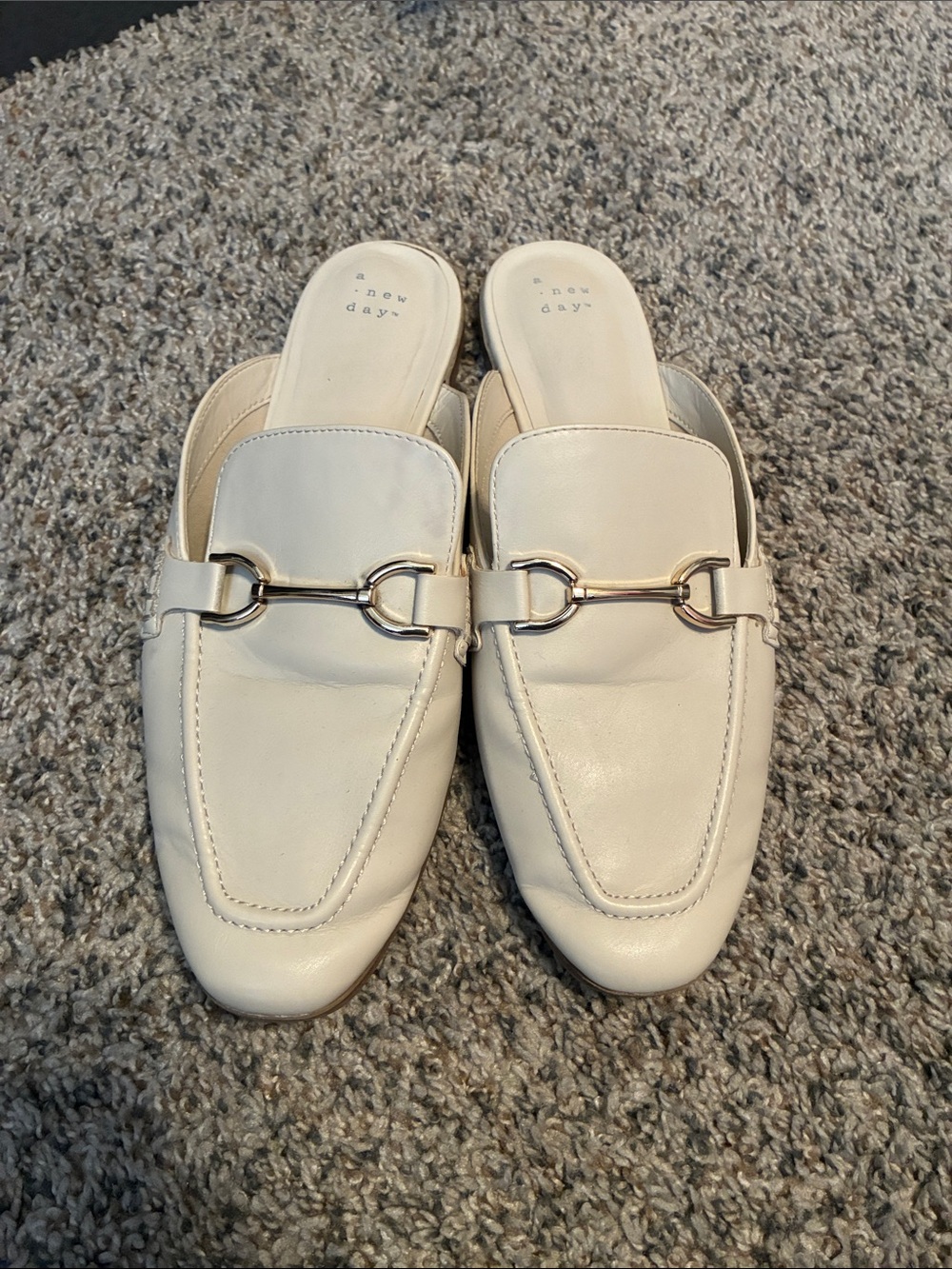 a new day Cream Slip-On Mule with Gold Horsebit